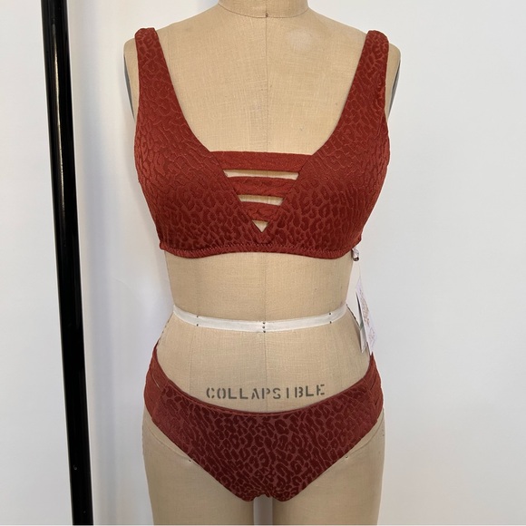 BECCA Rust Textured Bikini Set - Picture 1 of 6